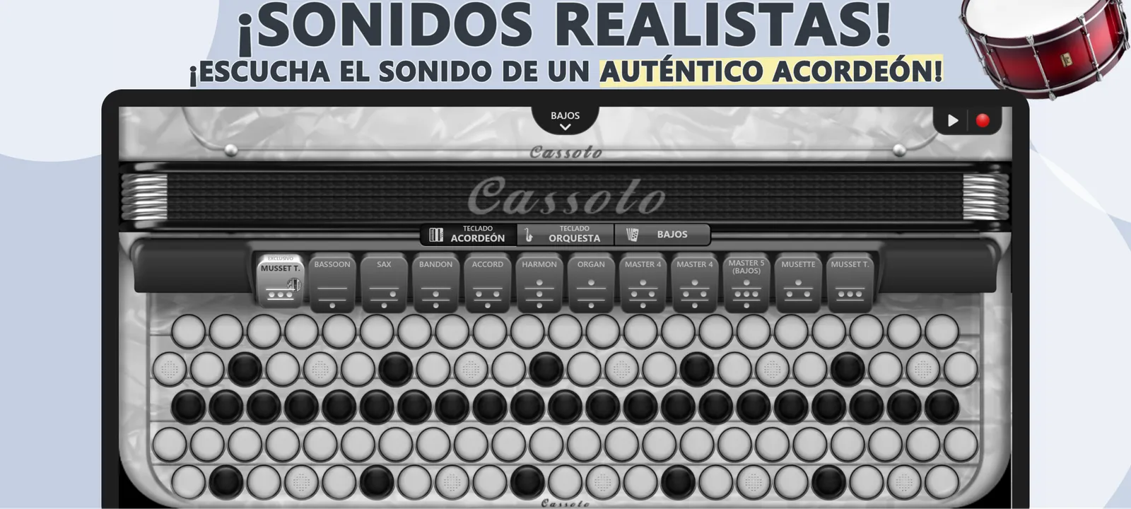 Acordeón Cassoto Cromático: captura de pantalla 1 de 6