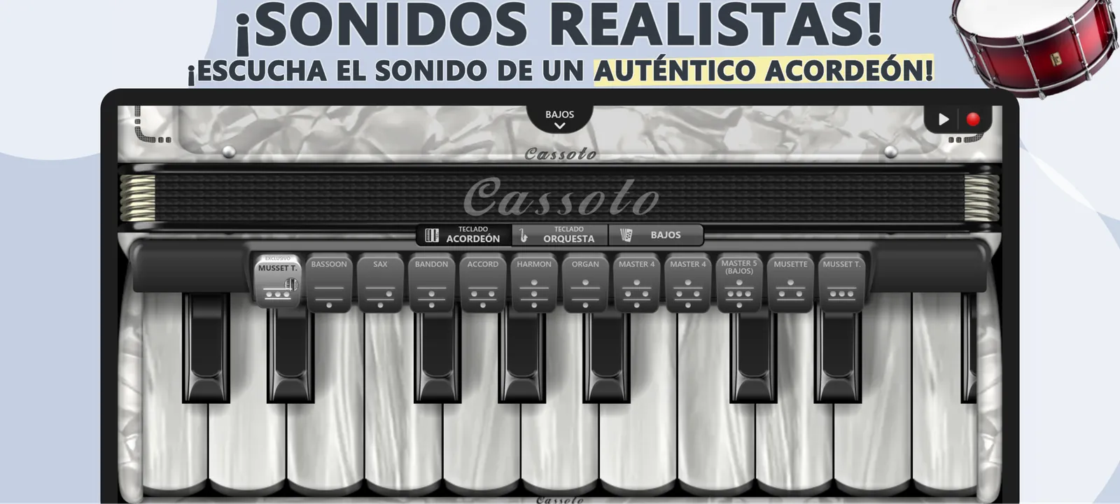 Acordeón Teclas Cassoto Piano: captura de pantalla 1 de 5