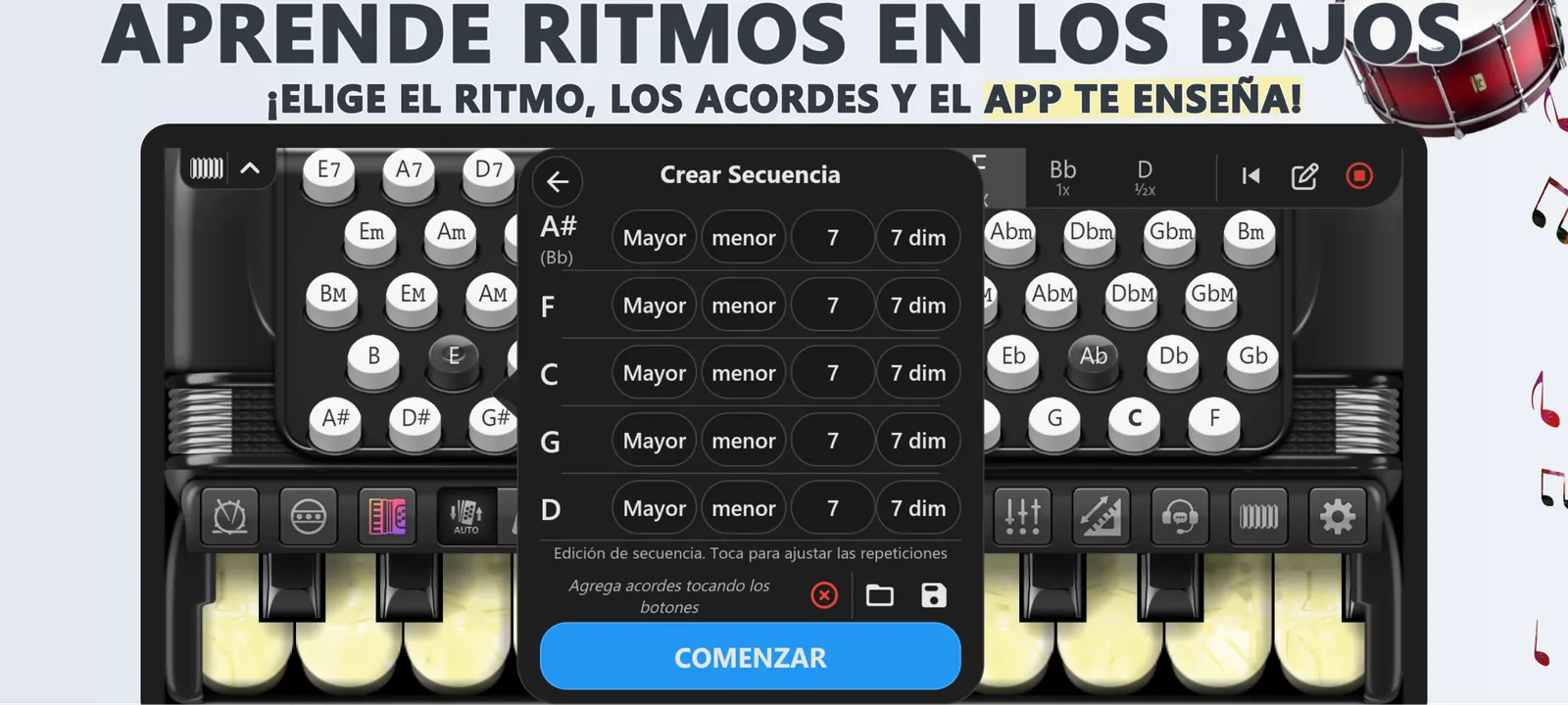 Acordeón Teclas Cassoto Piano: captura de pantalla 4 de 5